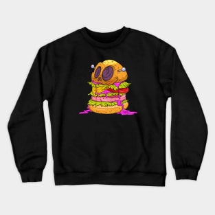 Cheesy Burger Monster Cartoon Crewneck Sweatshirt